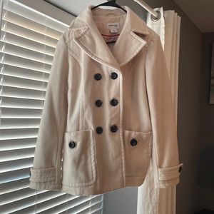 Mid-length pea coat beige color